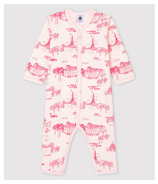 Dors-bien sans pieds toile de Jouy rose b&eacute;b&eacute; en coton rose/rose