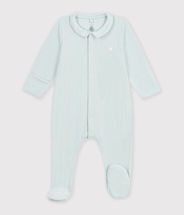 Pyjama bébé en velours avec col uni