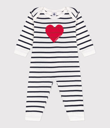 Pyjama bébé en coton ouverture sans pression cœur