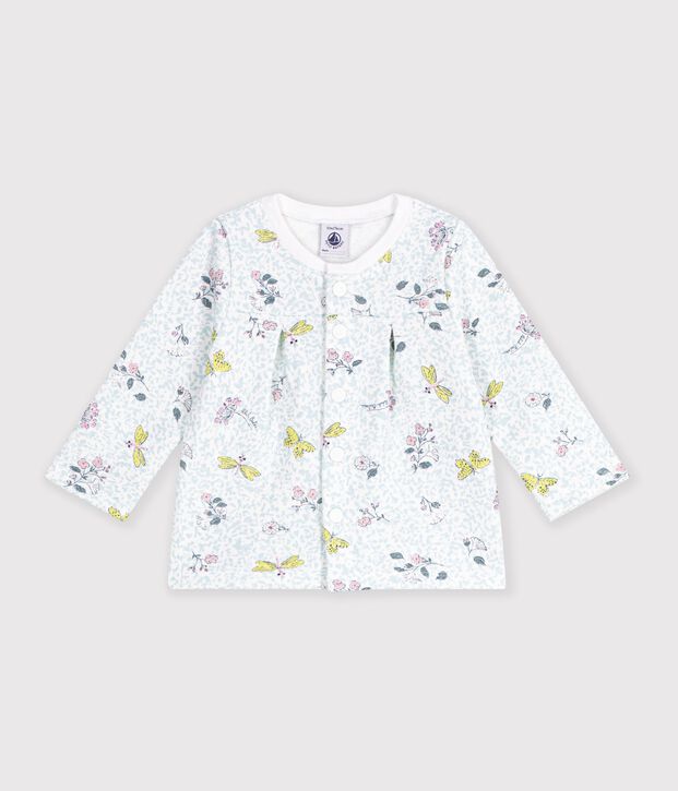 Cardigan b&eacute;b&eacute; fille en molleton imprim&eacute; blanc/multicouleur