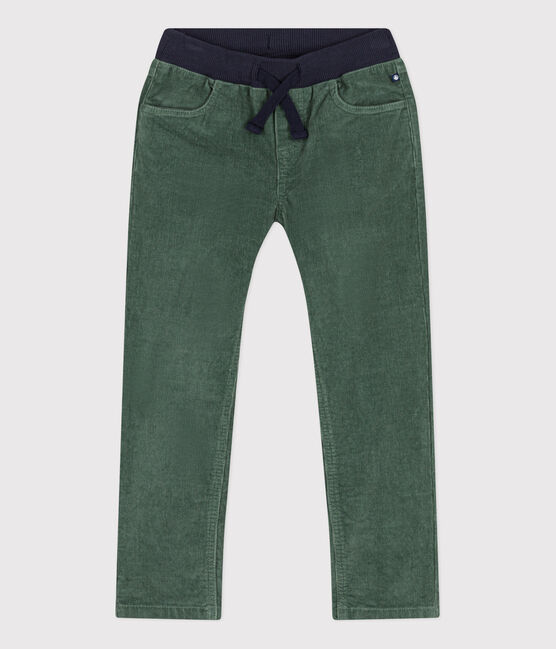 Pantalon droit en velours moyen enfant fille / garçon vert VALLEE