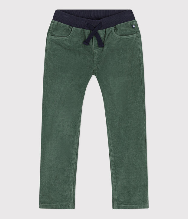 Pantalon droit en velours moyen enfant fille / gar&ccedil;on vert