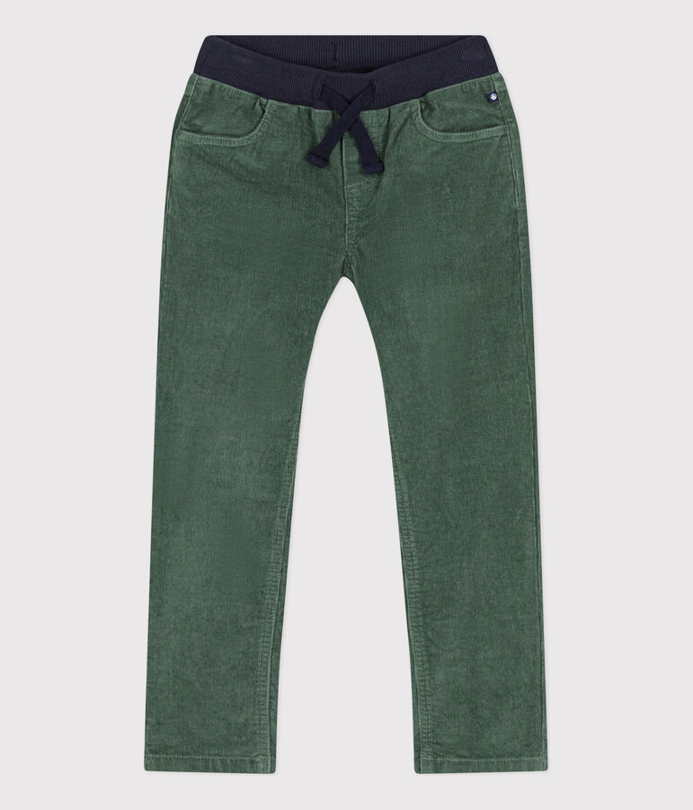 Pantalon droit en velours moyen enfant fille / gar&ccedil;on vert VALLEE
