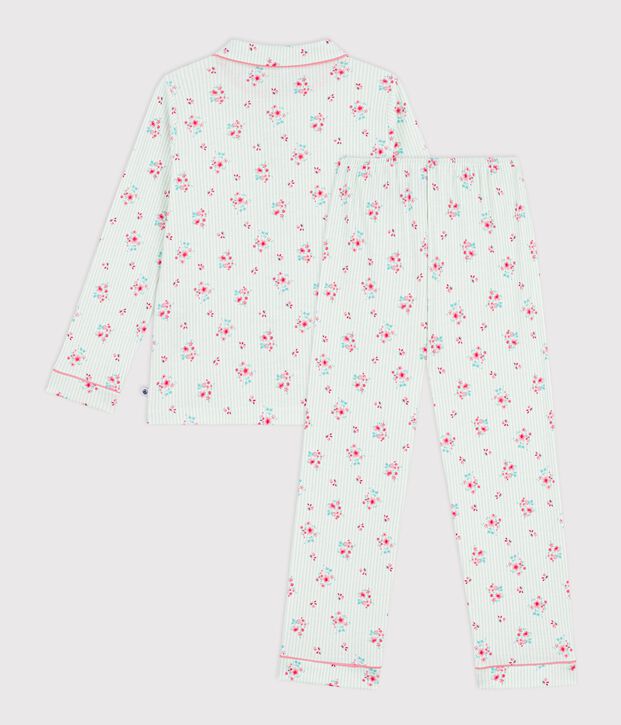 Pyjama boutonn&eacute; enfant en coton imprim&eacute; blanc/bleu/multicouleur