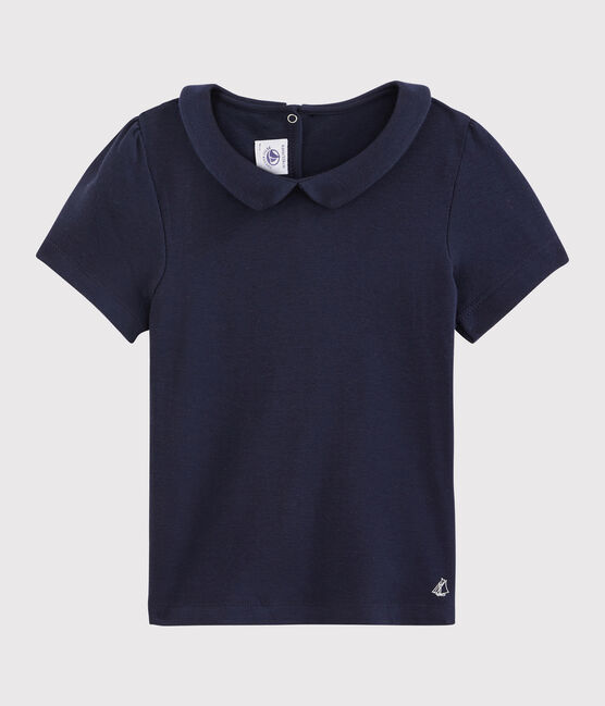 Tee-shirt manches courtes en coton enfant fille bleu SMOKING