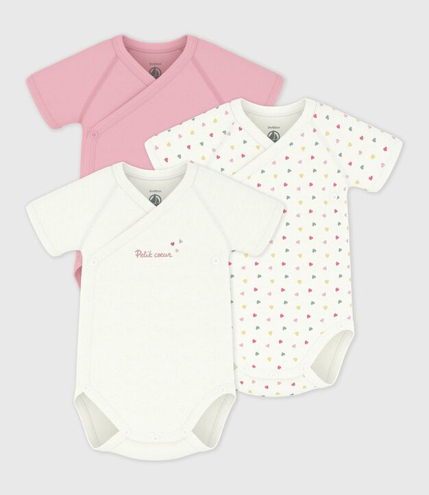 Lot de bodies crois&eacute;s manches courtes en coton imprim&eacute; b&eacute;b&eacute; multicouleur
