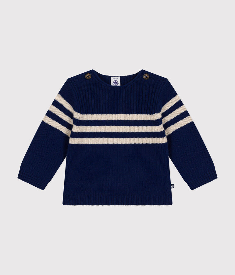 Pull en tricot contenant de la laine bleu MEDIEVAL/ AVALANCHE