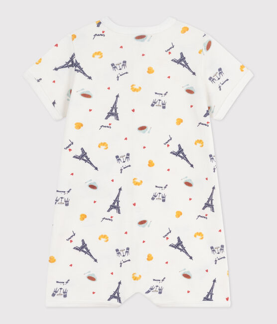 Combinaison courte à col bébé en coton imprimé Paris blanc MARSHMALLOW/blanc MULTICO