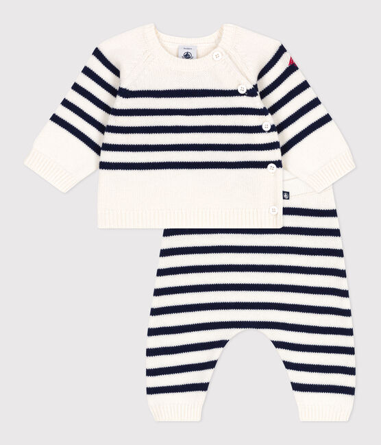 Ensemble 2 pièces bébé rayure marinière en tricot bleu MARSHMALLOW/ SOIR