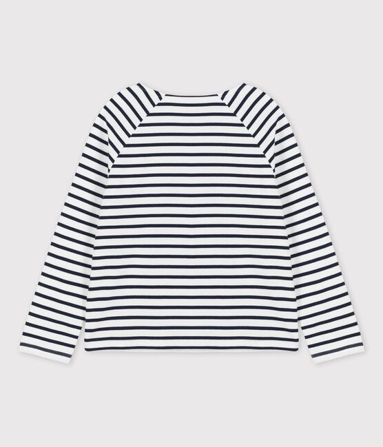 Marinière boutonnée en coton Femme blanc MARSHMALLOW/bleu SMOKING