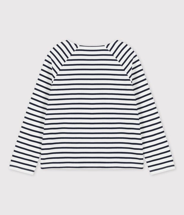 Marini&egrave;re boutonn&eacute;e en coton Femme blanc/bleu