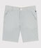 Bermuda short enfant en coton à rayures blanc MARSHMALLOW/bleu BRUT