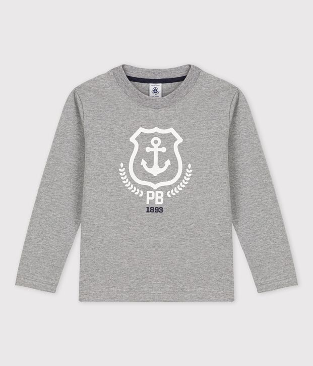 Tee-shirt manches longues en coton enfant gar&ccedil;on gris