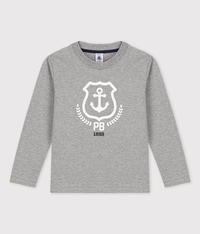 Tee-shirt manches longues en coton enfant gar&ccedil;on gris SUBWAY CHINE