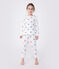 Pyjama enfant en coton manches longues imprimé cœurs blanc MARSHMALLOW/blanc MULTICO