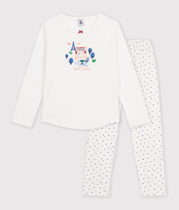 Pyjama enfant en coton &agrave; motif Paris bleu/bleu