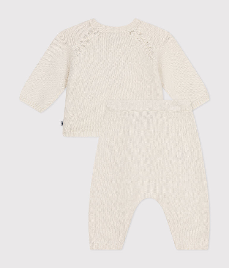 Ensemble en tricot laine et coton motif coeur b&eacute;b&eacute; rouge MARSHMALLOW/blanc CORRIDA