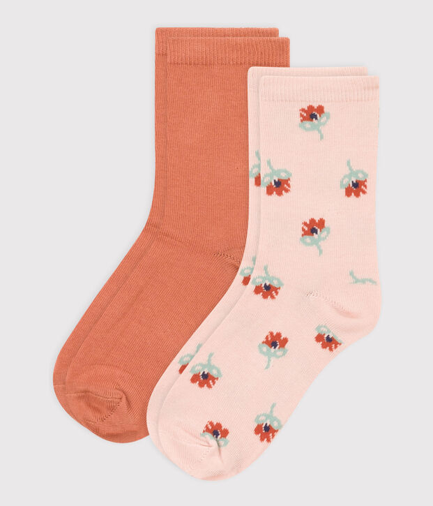 Lot de 2 paires de chaussettes fleurs enfant fille multicouleur