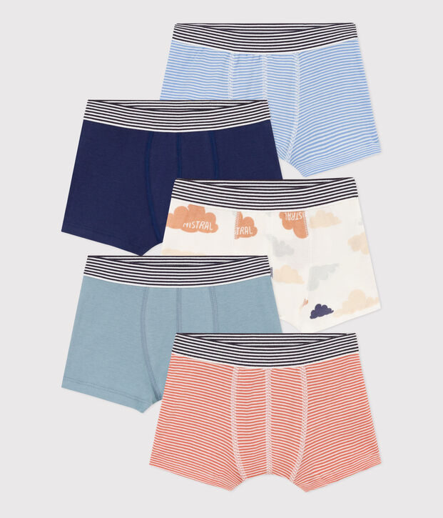 Lot de 5 boxers nuages en coton petit gar&ccedil;on multicouleur
