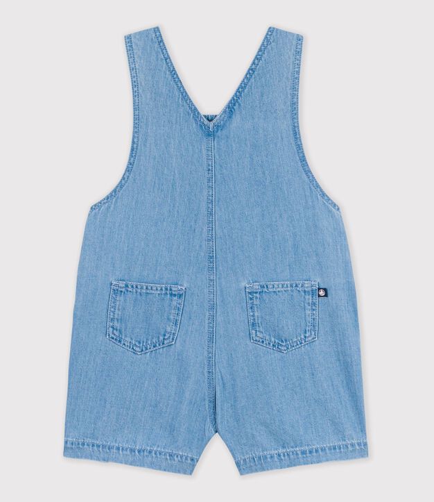 Salopette courte b&eacute;b&eacute; en denim l&eacute;ger bleu