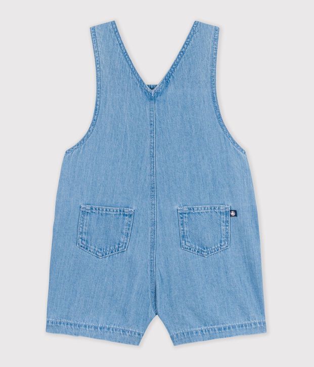 Salopette courte b&eacute;b&eacute; en denim l&eacute;ger bleu