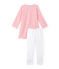 Chemise de nuit fille à rayure marinière et son legging blanc ECUME/rouge CARMEN