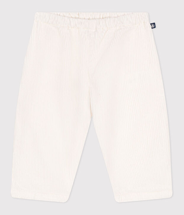 Pantalon b&eacute;b&eacute; en velours uni blanc cass&eacute;