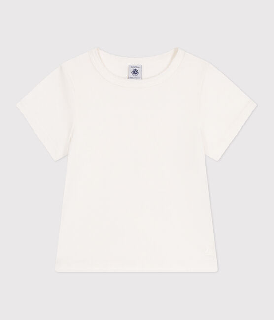 Teeshirt enfant en coton manches courtes uni blanc MARSHMALLOW