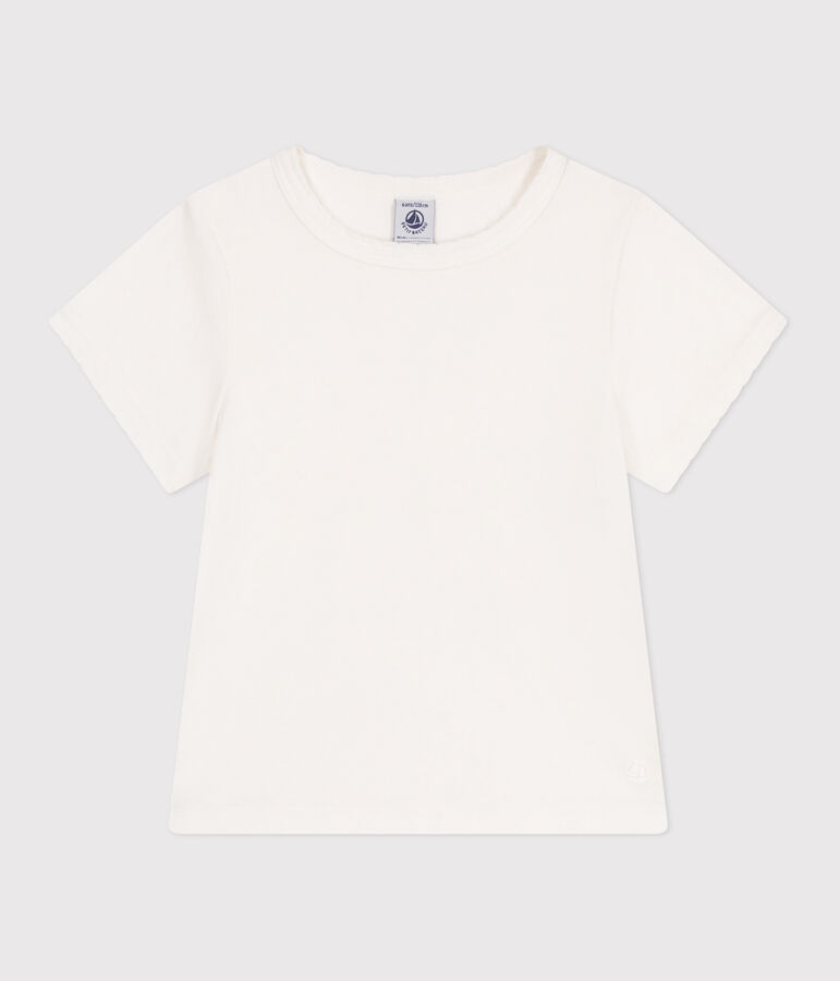 Teeshirt enfant en coton manches courtes uni blanc MARSHMALLOW