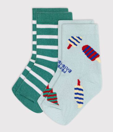 2 paires de chaussettes bébé en coton imprimé glaces et rayures