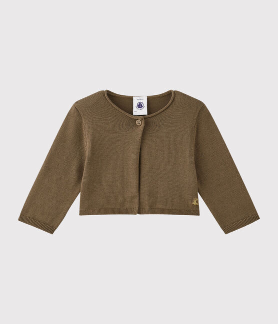 Boléro bébé fille en tricot marron SHITAKE