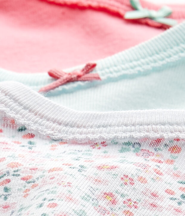 Lot de 3 bodies b&eacute;b&eacute; fille manches courtes blanc