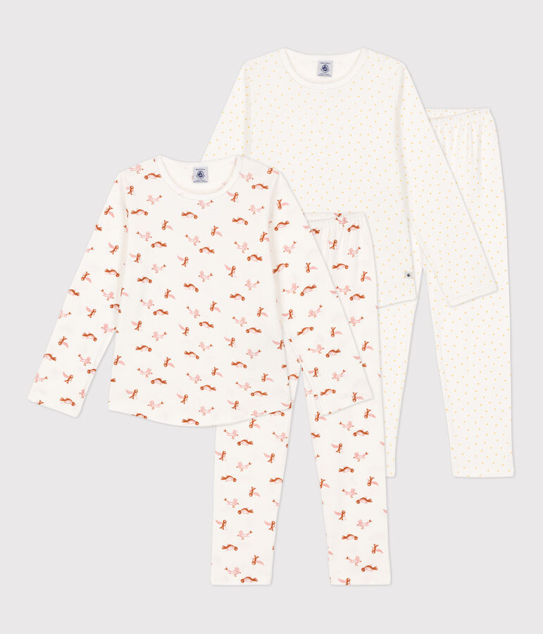 Lot de 2 pyjamas coeur petite fille en coton multicouleur