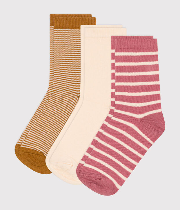 3 paires de chaussettes en coton rayures enfant multicouleur