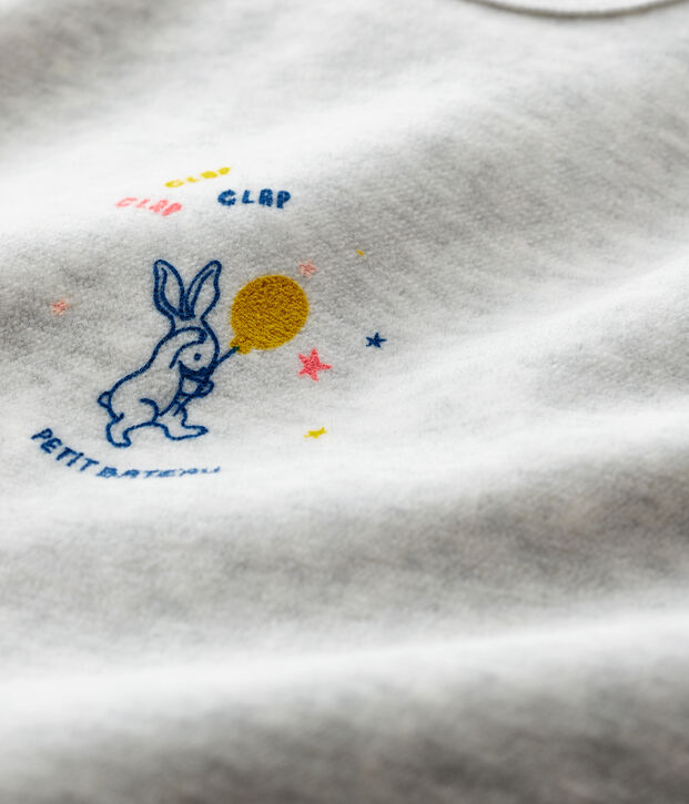 Dors-bien gris chin&eacute; b&eacute;b&eacute; en velours gris chin&eacute; clair