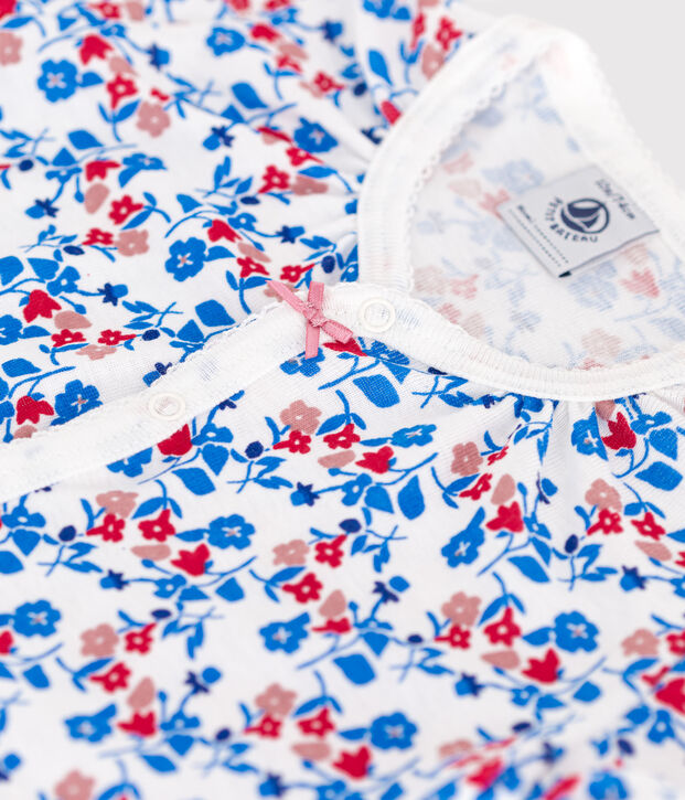 Combinaison courte b&eacute;b&eacute; en coton fleuri blanc/multicouleur