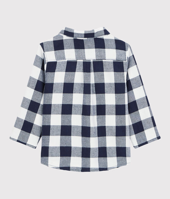 Chemise en coton bébé bleu SMOKING/blanc MARSHMALLOW