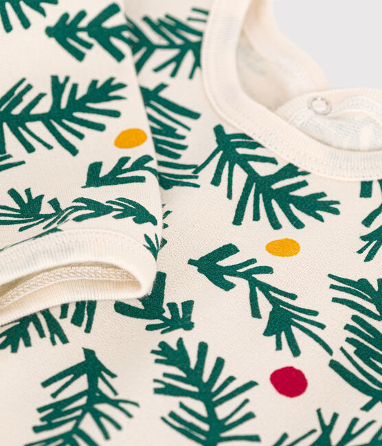 Pyjama en molleton gratté imprimé sapin de Noël bébé blanc AVALANCHE/ MULTICO