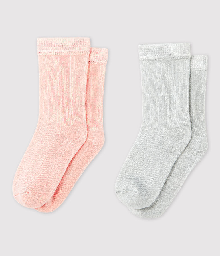 Lot de 2 chaussettes ray&eacute;es b&eacute;b&eacute; fille multicouleur