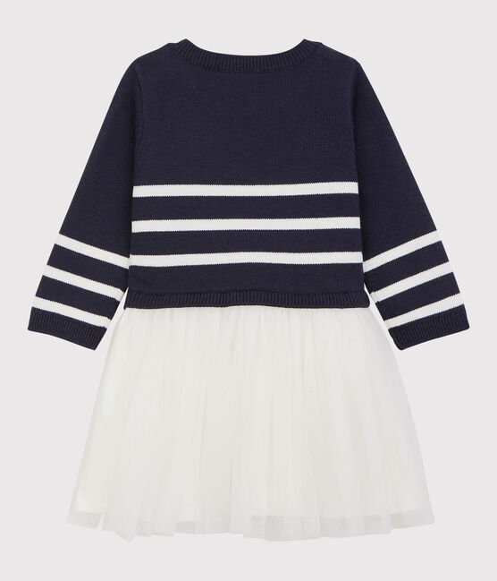 Robe en laine et coton bébé. bleu SMOKING/blanc MARSHMALLOW