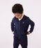 Sweatshirt zippé à capuche enfant en coton uni bleu SMOKING