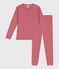 Pyjama enfant en coton manches longues uni rose ROSEWOOD