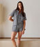 Pyjama short femme en coton boutonné à rayures bleu SMOKING/blanc MARSHMALLOW