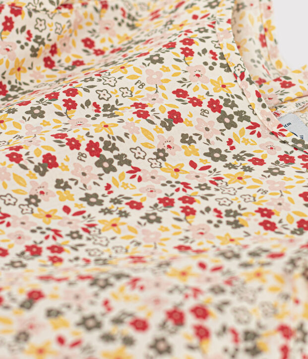 Robe en popeline enfant fille &eacute;cru/multicouleur