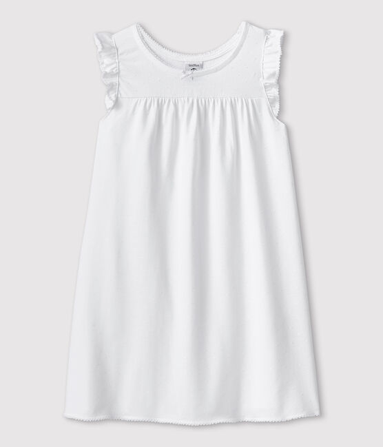 Chemise de nuit blanche petite fille en coton fin blanc ECUME