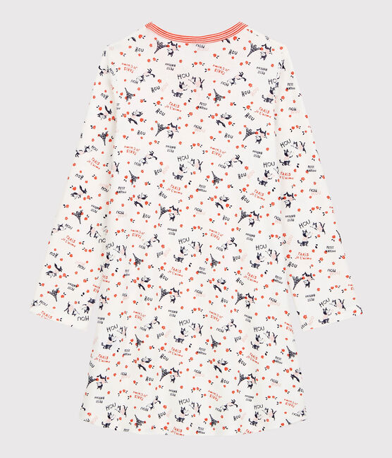 Chemise de nuit imprimé Paris petite fille en coton biologique blanc MARSHMALLOW/blanc MULTICO