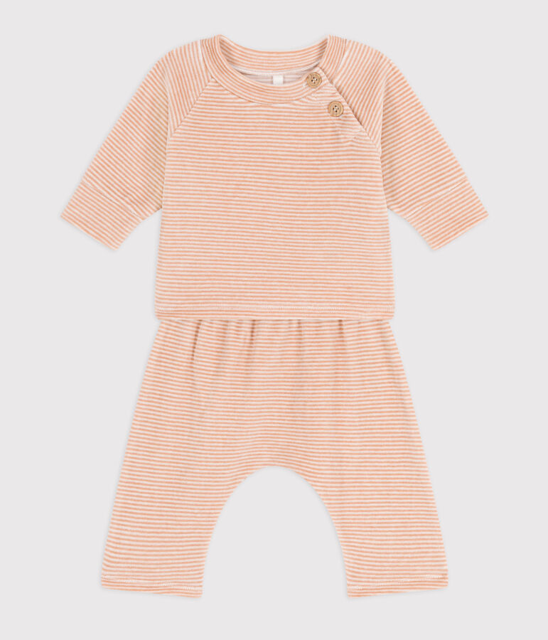 Ensemble 2 pi&egrave;ces b&eacute;b&eacute; en velours en coton VINTAGE/ MARSHMALLOW