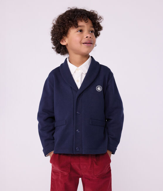 Cardigan enfant en coton uni bleu SMOKING