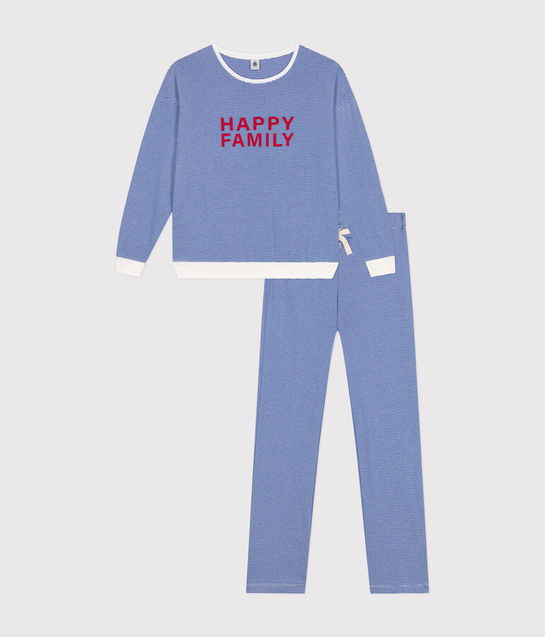 Pyjama en coton ray&eacute; femme bleu CALVIN/ MARSHMALLOW