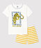 Pyjacourt motif panthère petit garçon en coton blanc MARSHMALLOW/jaune OCRE